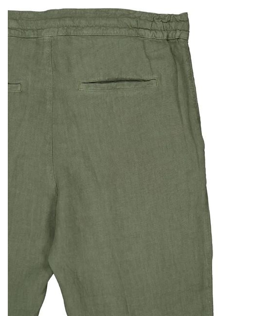 120% Lino Green Drawstring Trousers for men