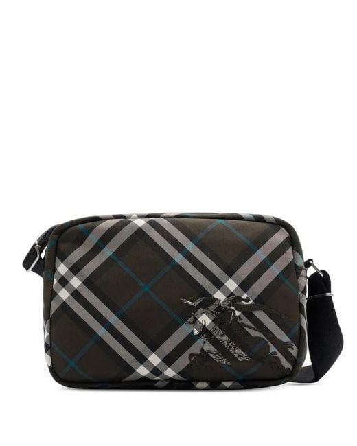 Burberry Black Essential Check Cross Body Bag for men