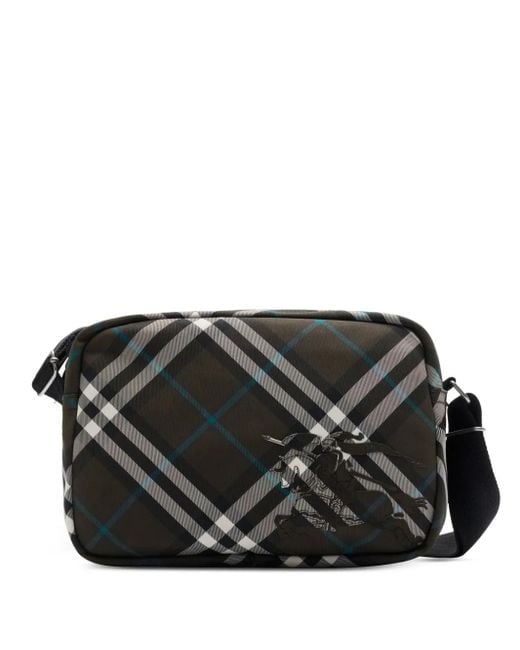 Burberry Black Essential Check Cross Body Bag for men