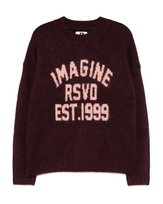 Izzue Red Slogan-Intarsia Jumper