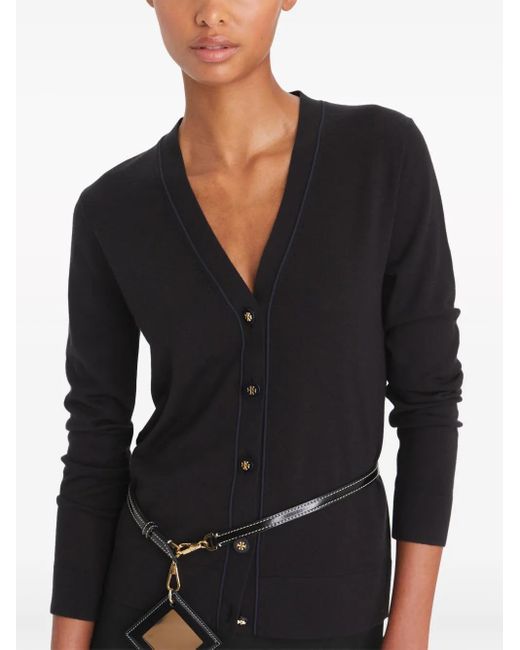 Tory Burch Black Wool And Silk Blend Cardigan