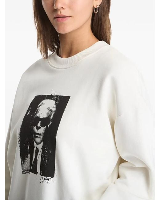 Karl Lagerfeld White Graphic-Print Sweatshirt