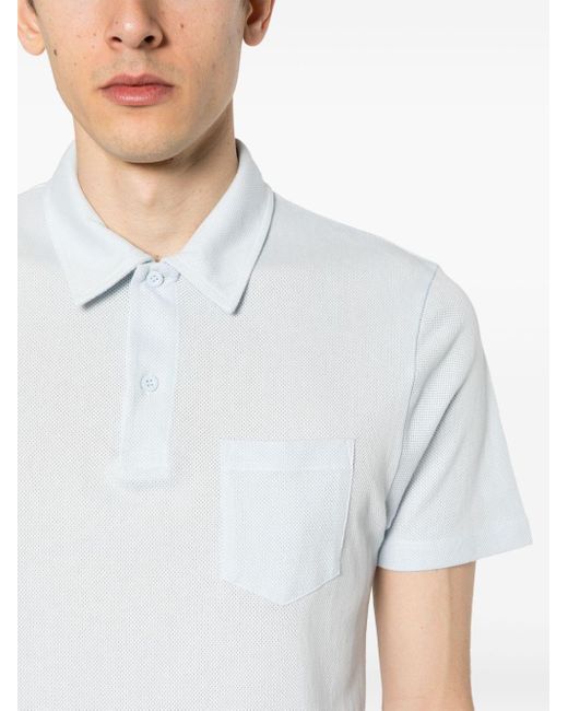 Sunspel Riviera Poloshirt aus Mesh in White für Herren