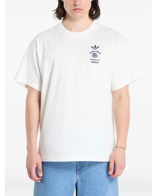 Adidas White Japan Florals T-Shirt for men