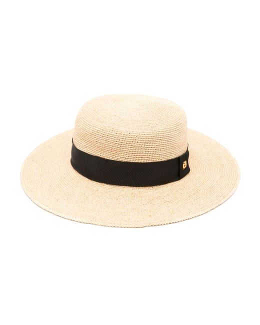 Bimba Y Lola Natural Woven-raffia Boater Hat