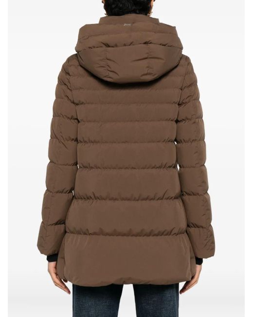 Herno Brown Hooded Quilted Jacket