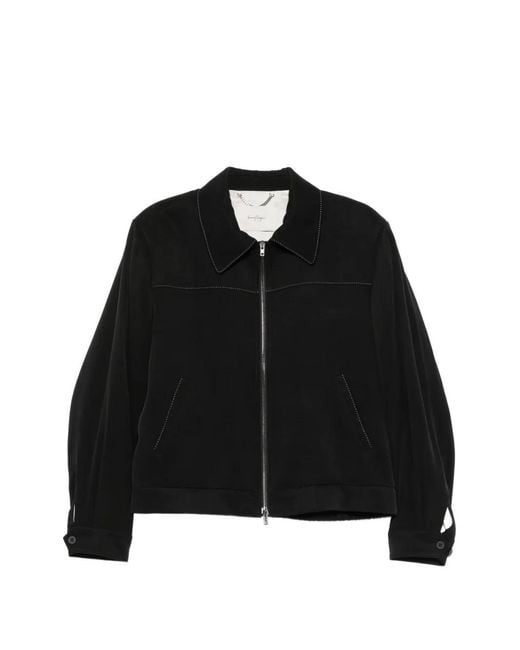 Second/Layer Black Herman Contrast-Stitch Jacket for men