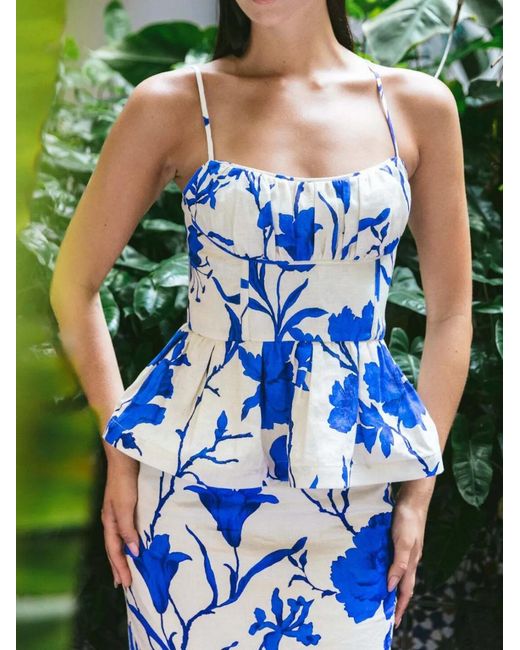 Cara Cara Blue Alba Floral-Print Top