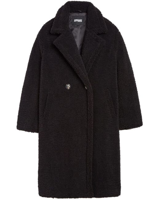 Apparis Anouk Faux-fur Coat in Black | Lyst
