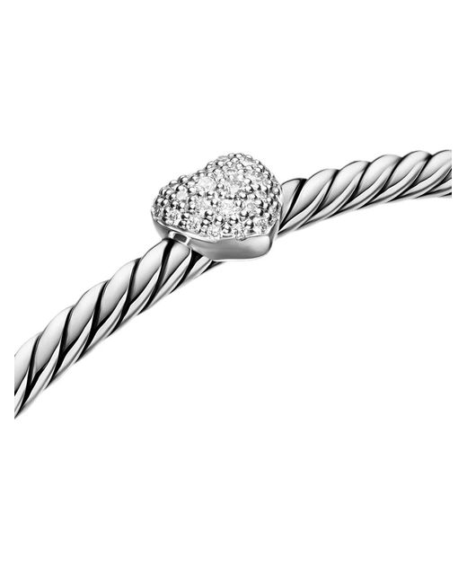 David Yurman White Cable Flex Diamond Heart Bracelet