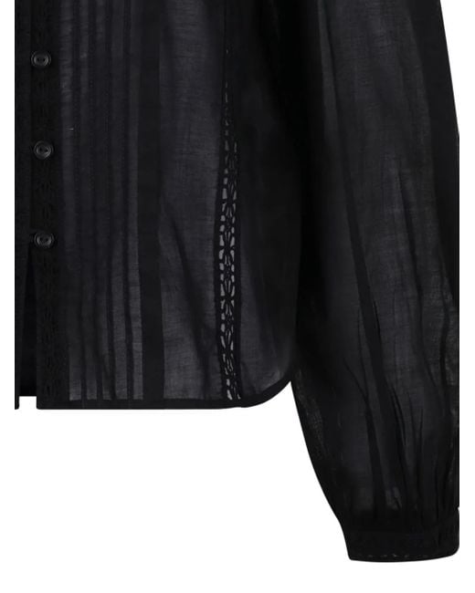 Isabel Marant Black Button Shirt With Lace Inserts