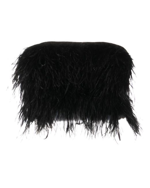 Liu Jo Black Strapless Ostrich Feather Crop Top