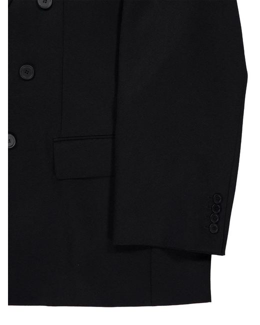 Balenciaga Black Double-Breasted Wool-Gabardine Jacket for men