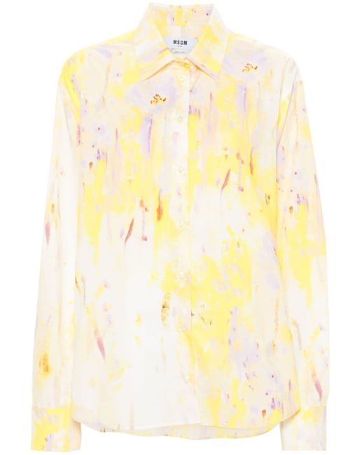 Camisa con motivo floral MSGM de color Yellow