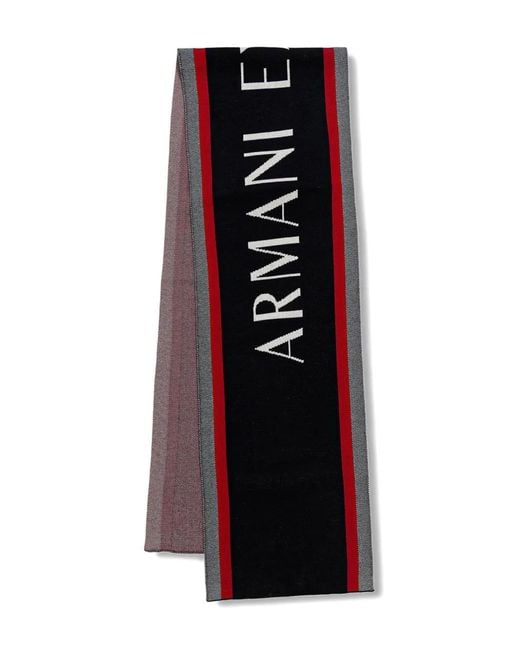 ARMANI EXCHANGE Black Stripe-Detail Scarf for men