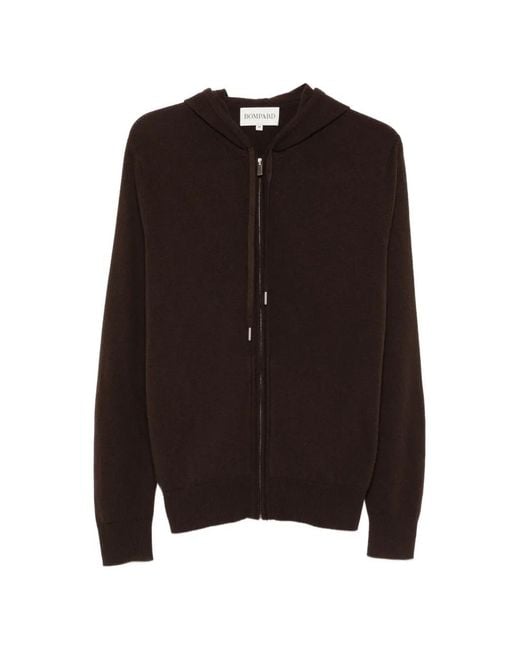 Bompard Brown Zip-Up Drawstring Hoodie for men