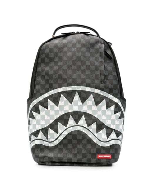 Sprayground Black Shark Drip Check Backpack for men