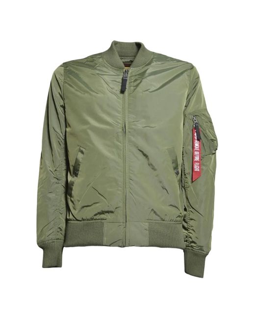 Alpha Industries Green Zip-Up Bomber Jacket for men