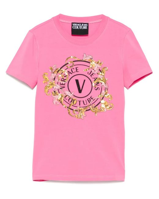 T-Shirt À Logo Imprimé Versace Jeans Couture en coloris Pink
