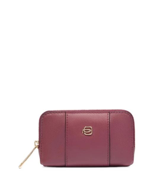 Piquadro Purple Logo-Plaque Leather Key Holder
