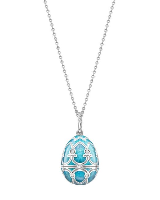Faberge Blue 18kt White Gold Heritage Snowflake Surprise Locket Diamond Pendant Necklace
