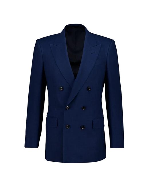 Tom Ford Blue Double-Breasted Wool Blazer for men