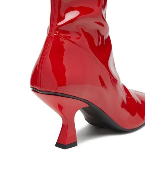 DIESEL Red 75Mm Amber Logo-Plaque Ankle Boots