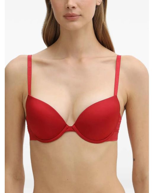 Emporio Armani Red Logo-Tape Push-Up Bra