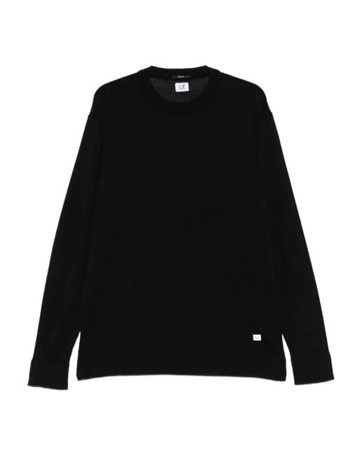 C P Company Black Crew-Neck Wool-Silk Blend Sweater for men