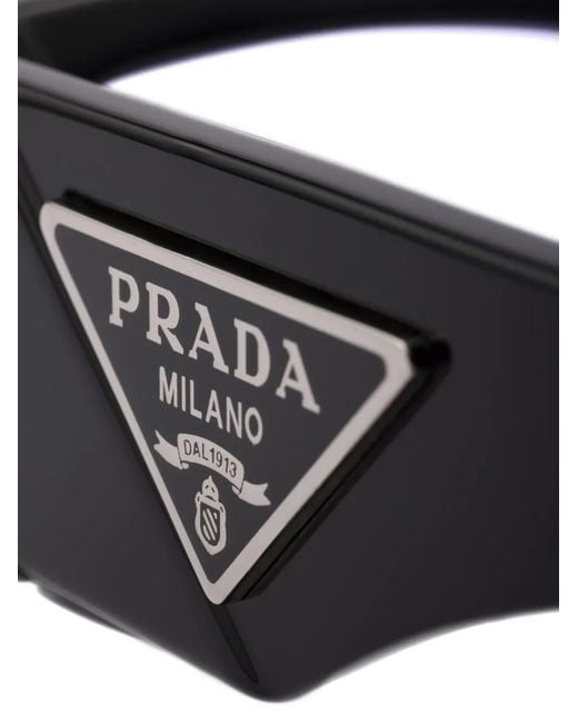 Prada White Triangle-Logo Rectangle-Frame Sunglasses for men