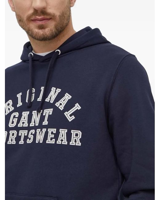 Gant Blue Logo-Print Hoodie for men