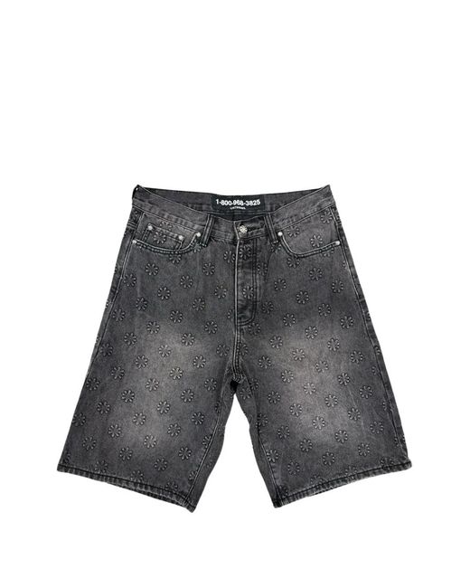 LOSTSHDWS Gray Embellished Denim Shorts for men