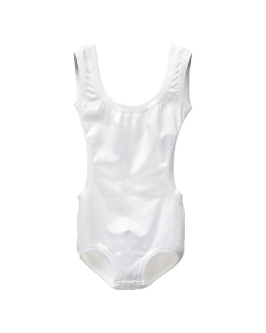 Versace White Embroidered Stretch Cotton-Jersey Bodysuit