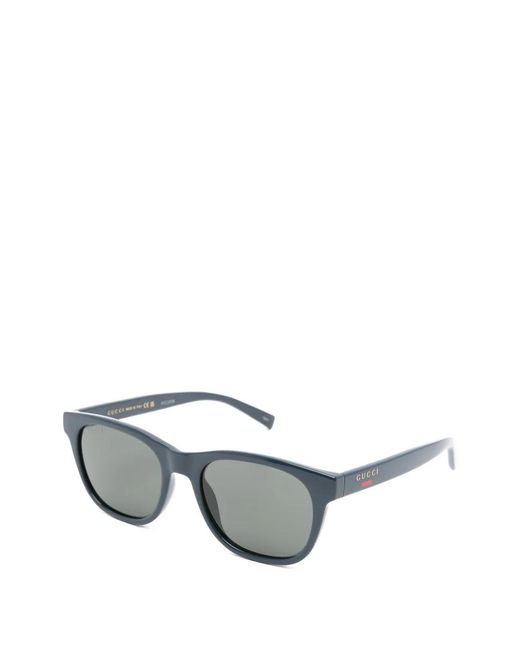 Gucci Gray Web-Stripe Square-Frame Sunglasses