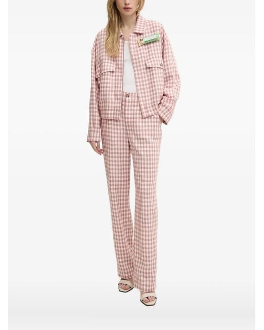 Moschino Pink Gingham-Check Flap-Pocket Jacket
