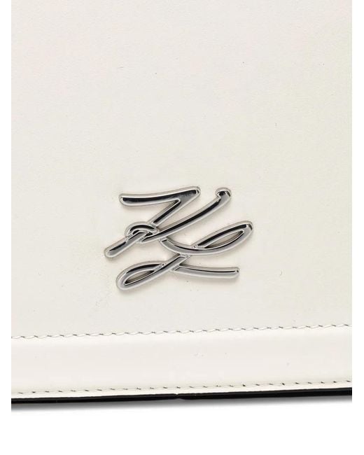 Karl Lagerfeld White K-Autograph Chain-Link Shoulder Bag