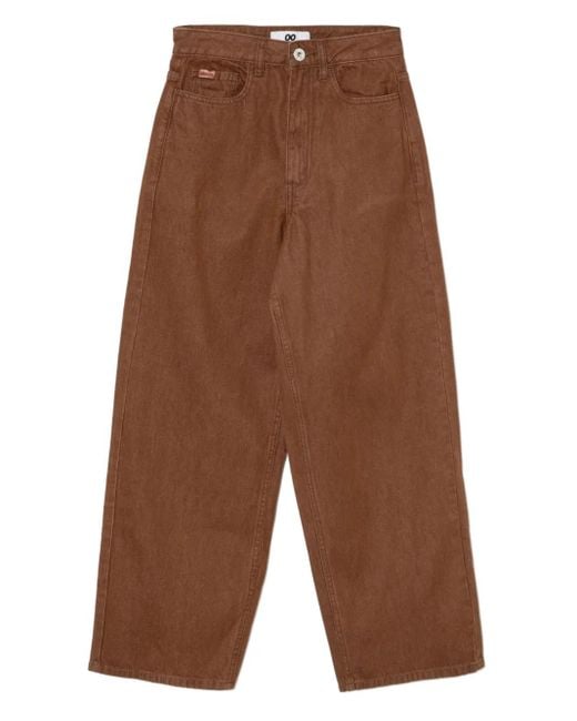 Chocoolate Brown Logo-Patch Jeans