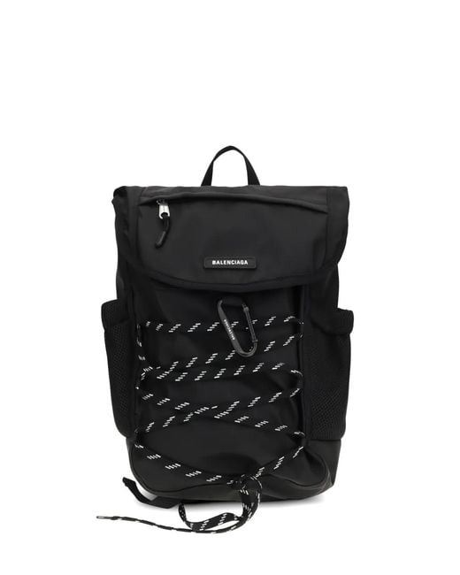 Balenciaga Black Carabiner-Detail Lace-Up Backpack for men