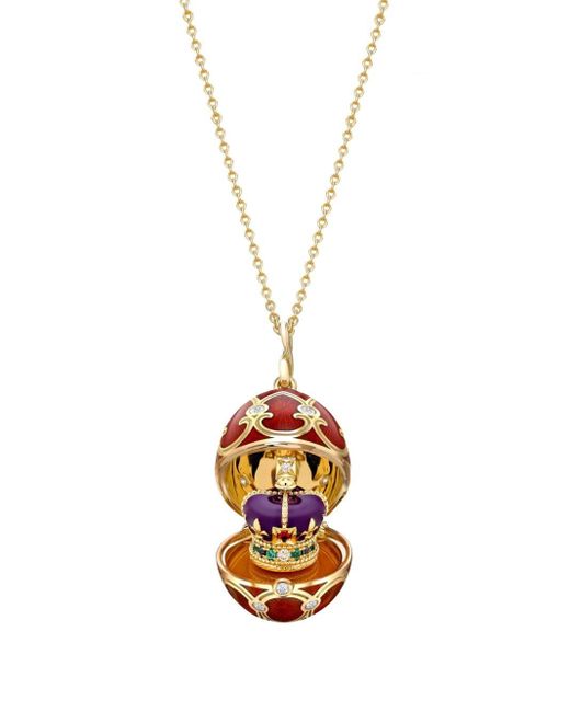 Faberge Metallic 18kt Heritage Coronation Crown Surprise Gelbgold-Medaillonanhänger mit Diamanten