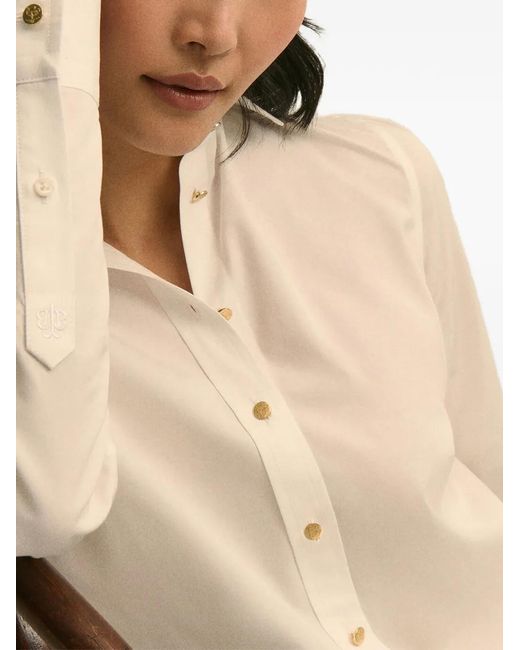 Brooks Brothers Blue Logo Button Poplin Blouse