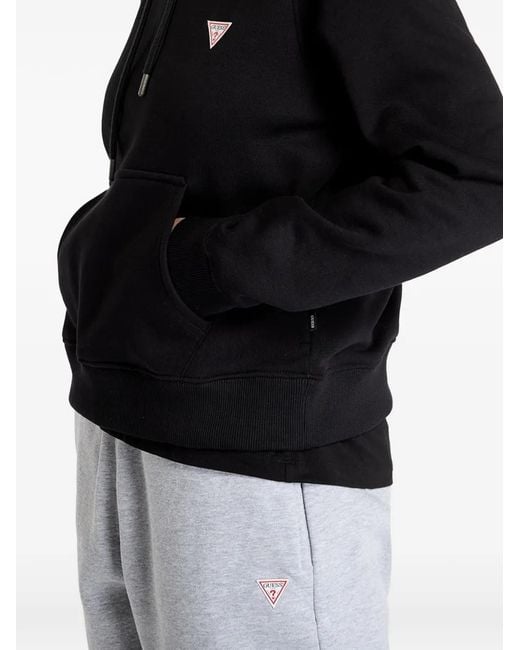 Guess Black Logo-Patch Hoodie