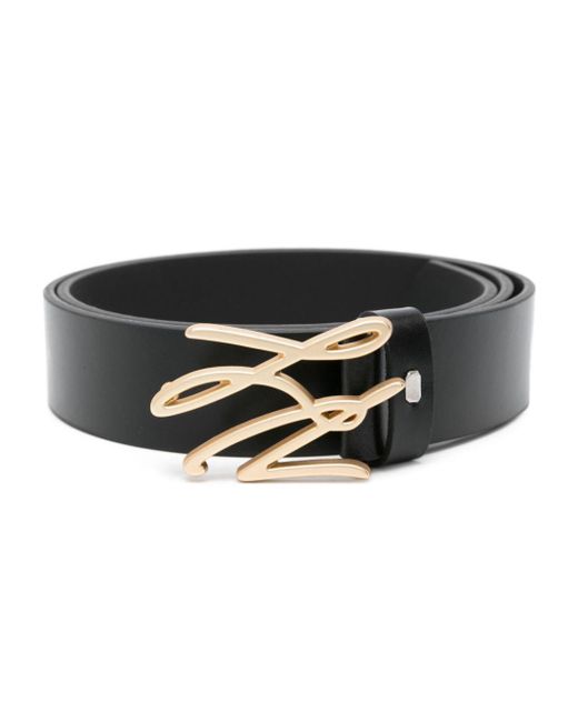 Karl Lagerfeld Black Logo-buckle Leather Belt for men