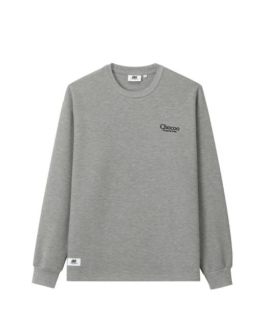 Chocoolate Gray Waffle-Knit Logo-Print T-Shirt for men