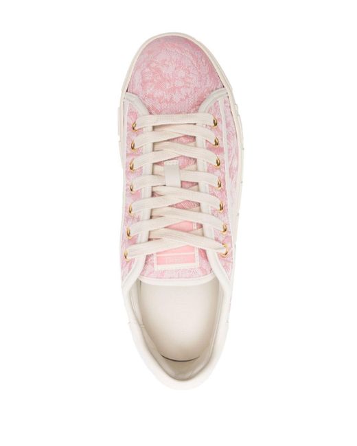 Sneakers Barocco Greca jacquard di Versace in Pink