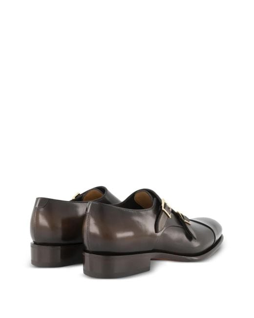 Santoni Gray Monk Strap Shoes for men
