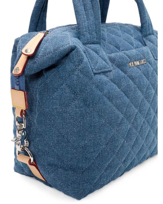MZ Wallace Blue Small Sutton Deluxe Quilted Tote Bag