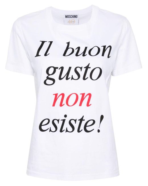 Camiseta con eslogan estampado Moschino de color White