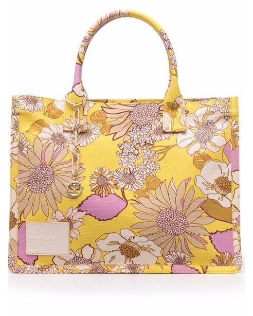 Sandro Yellow Kasbah Floral-print Tote Bag