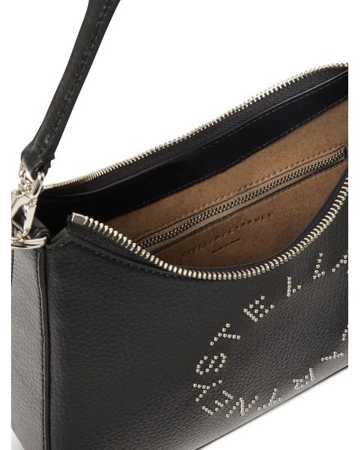 Stella McCartney Black Logo Embellished Shoulder Bag