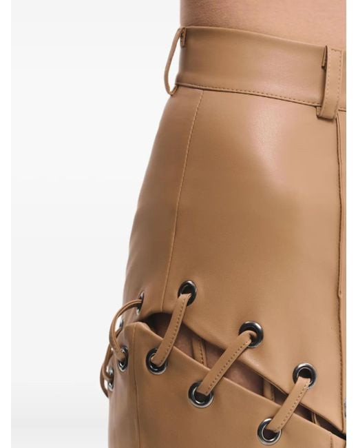 Lika Brown Lace-Up Eyelet Shorts